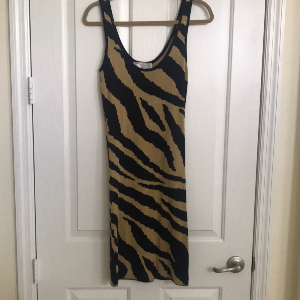 Vintage Yoanna Baraschi navy and gold knit tank dress sz M